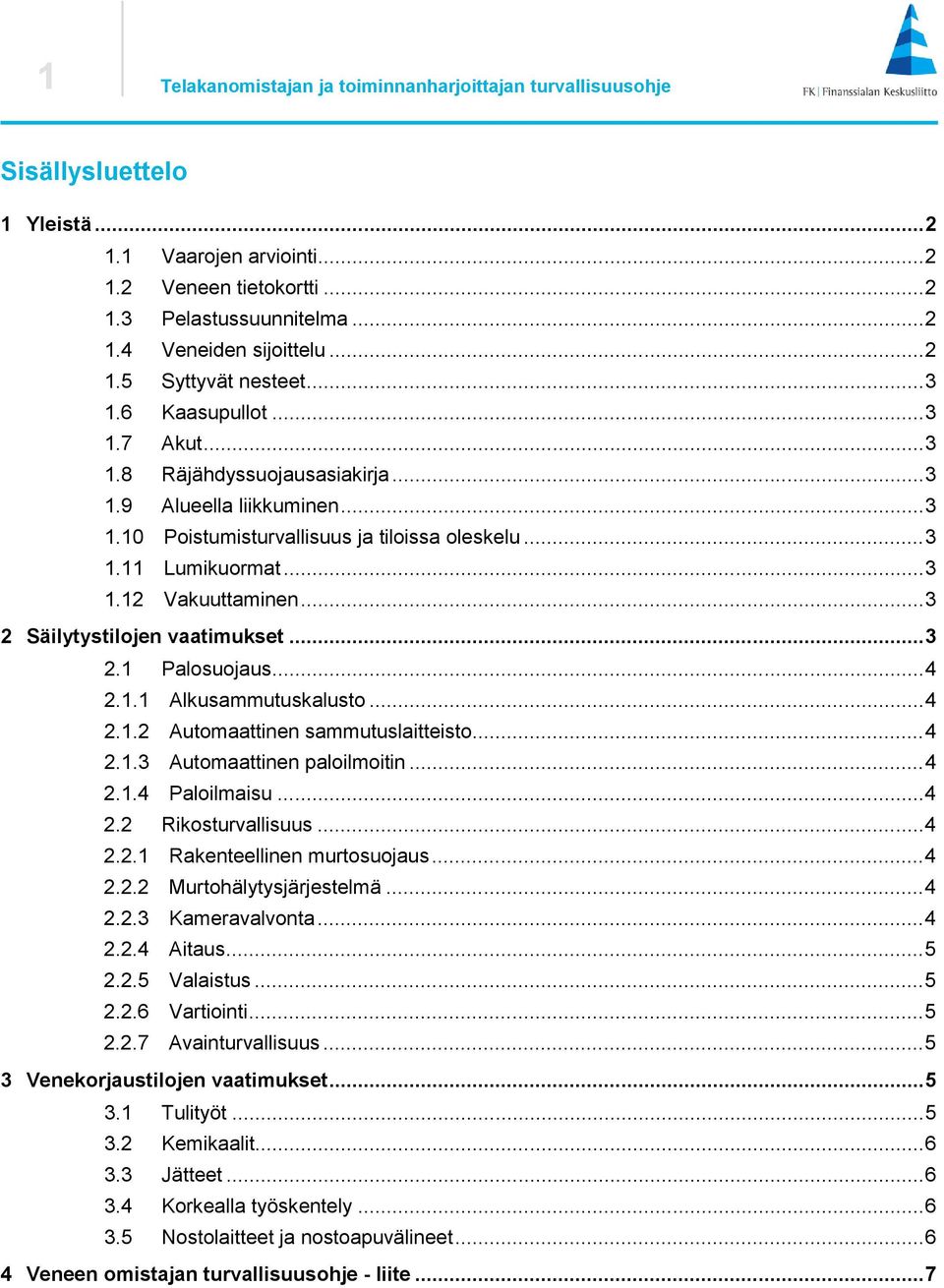 .. 3 1.12 Vakuuttaminen... 3 2 Säilytystilojen vaatimukset... 3 2.1 Palosuojaus... 4 2.1.1 Alkusammutuskalusto... 4 2.1.2 Automaattinen sammutuslaitteisto... 4 2.1.3 Automaattinen paloilmoitin... 4 2.1.4 Paloilmaisu.