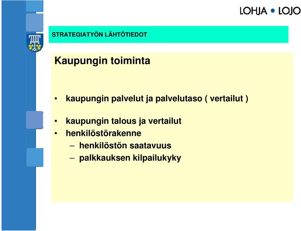 ) kaupungin talous ja vertailut