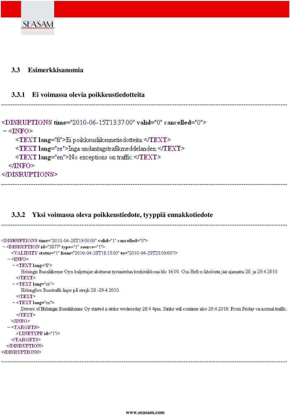 poikkeustiedotteita 3.