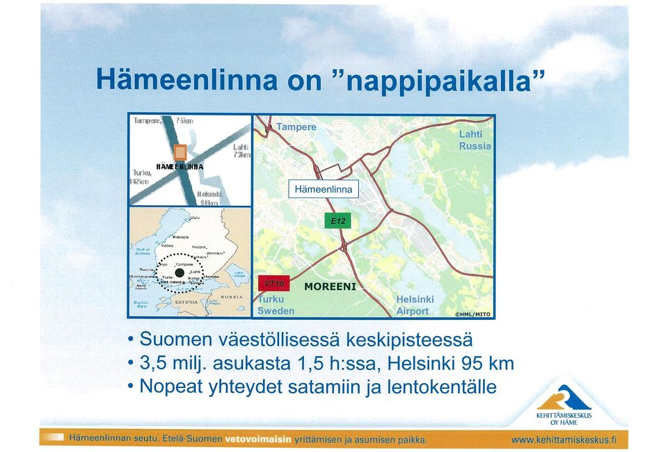 rlri i H~I~ ~k ~5TONIA ~ ~Ii I~LI ~ ~ Sweden Airport HML MIrO O O O Suomen väestöllisessä keskipisteessä 3~5 milj, asukasta 1,5 h:ssa,