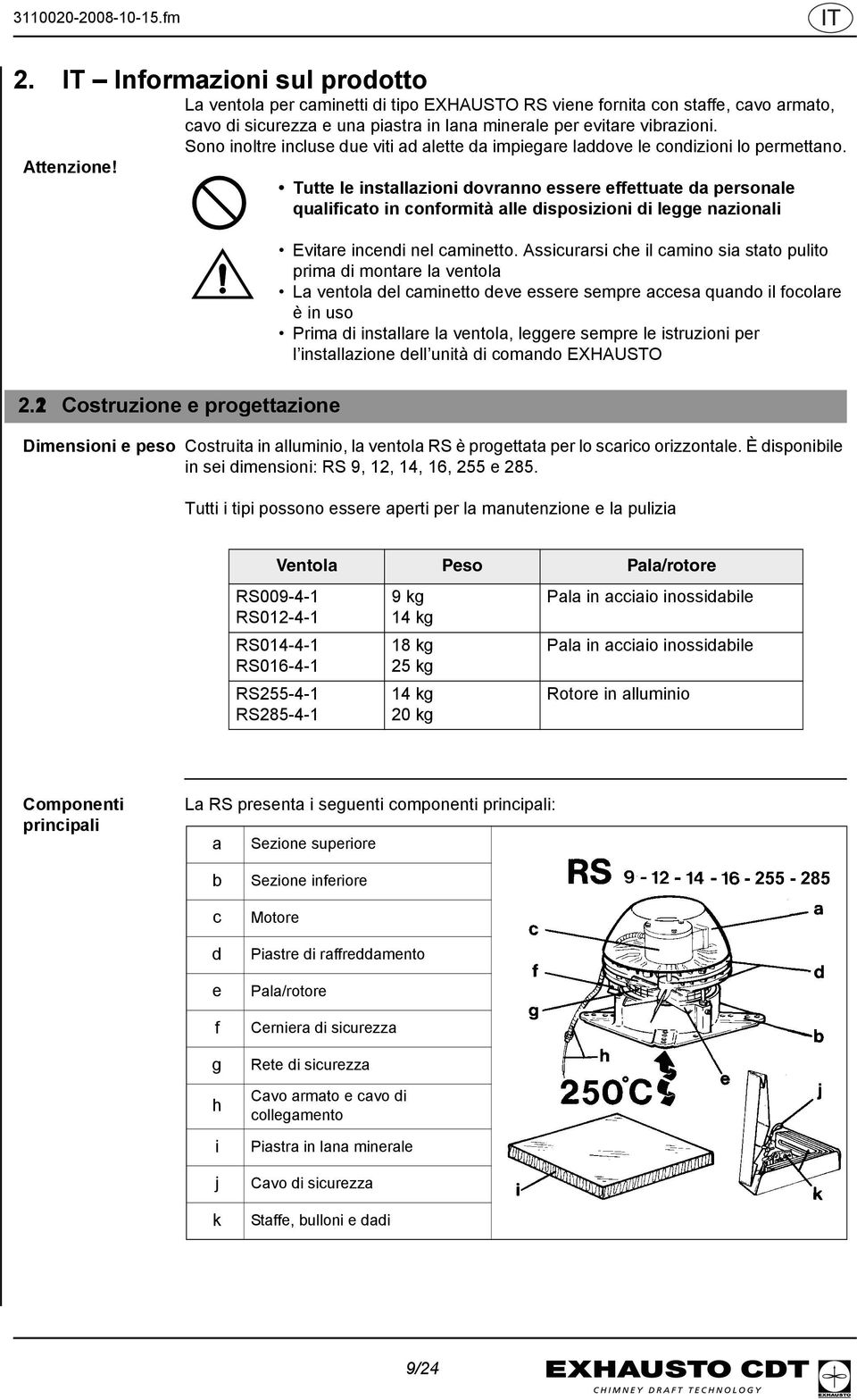 Tutte le installazioni dovranno essere effettuate da personale qualificato in conformità alle disposizioni di legge nazionali Evitare incendi nel caminetto.