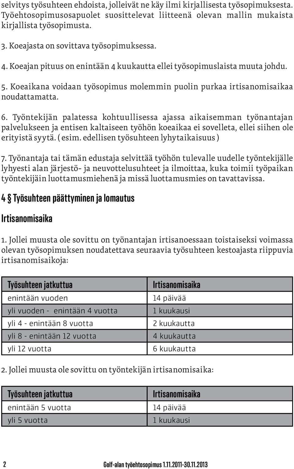 Koeaikana voidaan työsopimus molemmin puolin purkaa irtisanomisaikaa noudattamatta. 6.