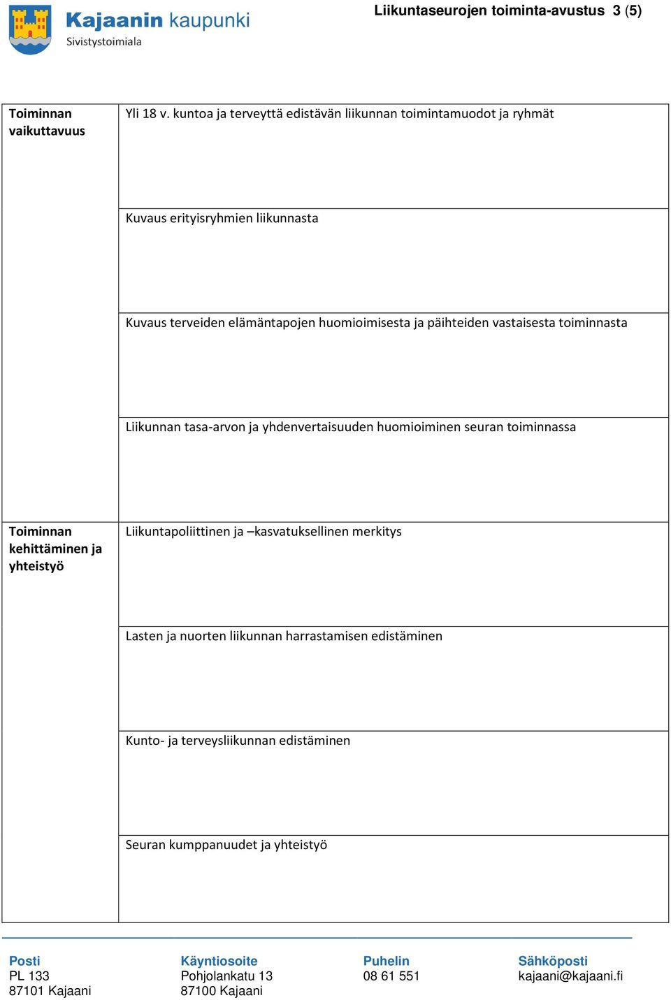 huomioimisesta ja päihteiden vastaisesta toiminnasta Liikunnan tasa-arvon ja yhdenvertaisuuden huomioiminen seuran toiminnassa
