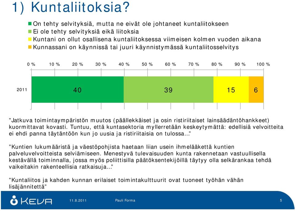 kännissä tai juuri kännistmässä kuntaliitosselvits 0 % % 20 % 0 % 0 % 50 % 0 % 0 % 0 % 0 % 0 % 0 15 Jatkuva toimintampäristön muutos (päällekkäiset ja osin ristiriitaiset lainsäädäntöhankkeet)