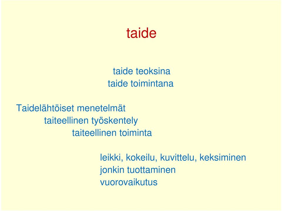 työskentely taiteellinen toiminta leikki,