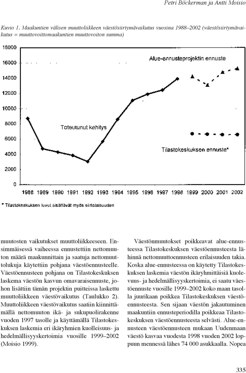 Ensimmäisessä vaiheessa ennustettiin nettomuuton määrä maakunnittain ja saatuja nettomuuttolukuja käytettiin pohjana väestöennusteelle.