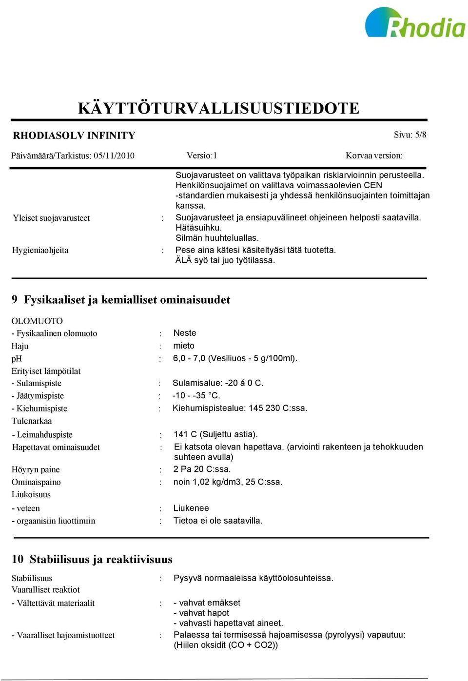 Hätäsuihku. Silmän huuhteluallas. Pese aina kätesi käsiteltyäsi tätä tuotetta. ÄLÄ syö tai juo työtilassa.