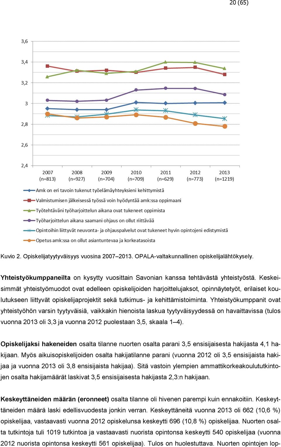 Yhteistyökumppanit ovat yhteistyöhön varsin tyytyväisiä, vaikkakin hienoista laskua tyytyväisyydessä on havaittavissa (tulos vuonna 2013 oli 3,3 ja vuonna 2012 puolestaan 3,5, skaala 1 4).