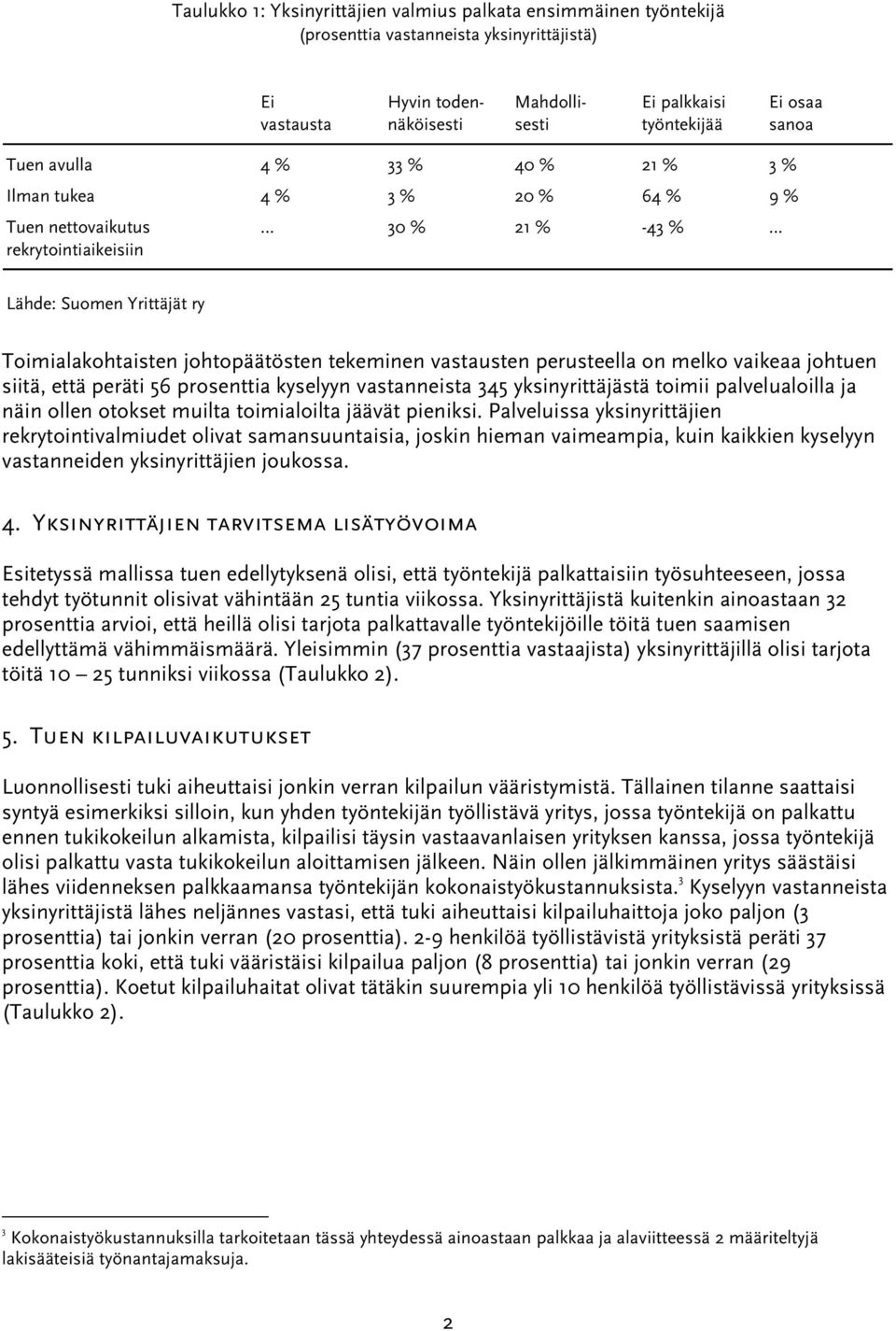 tekeminen vastausten perusteella on melko vaikeaa johtuen siitä, että peräti 56 prosenttia kyselyyn vastanneista 345 yksinyrittäjästä toimii palvelualoilla ja näin ollen otokset muilta toimialoilta
