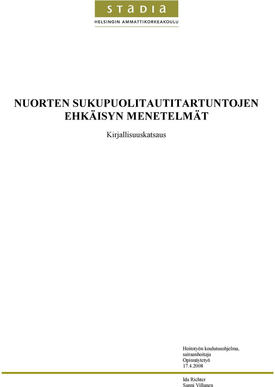 Hoitotyön koulutusohjelma, sairaanhoitaja