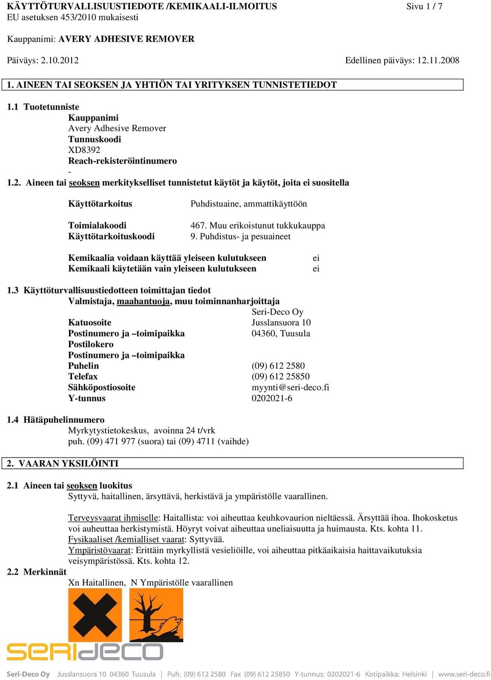 Reachrekisteröintinumero 1.2.