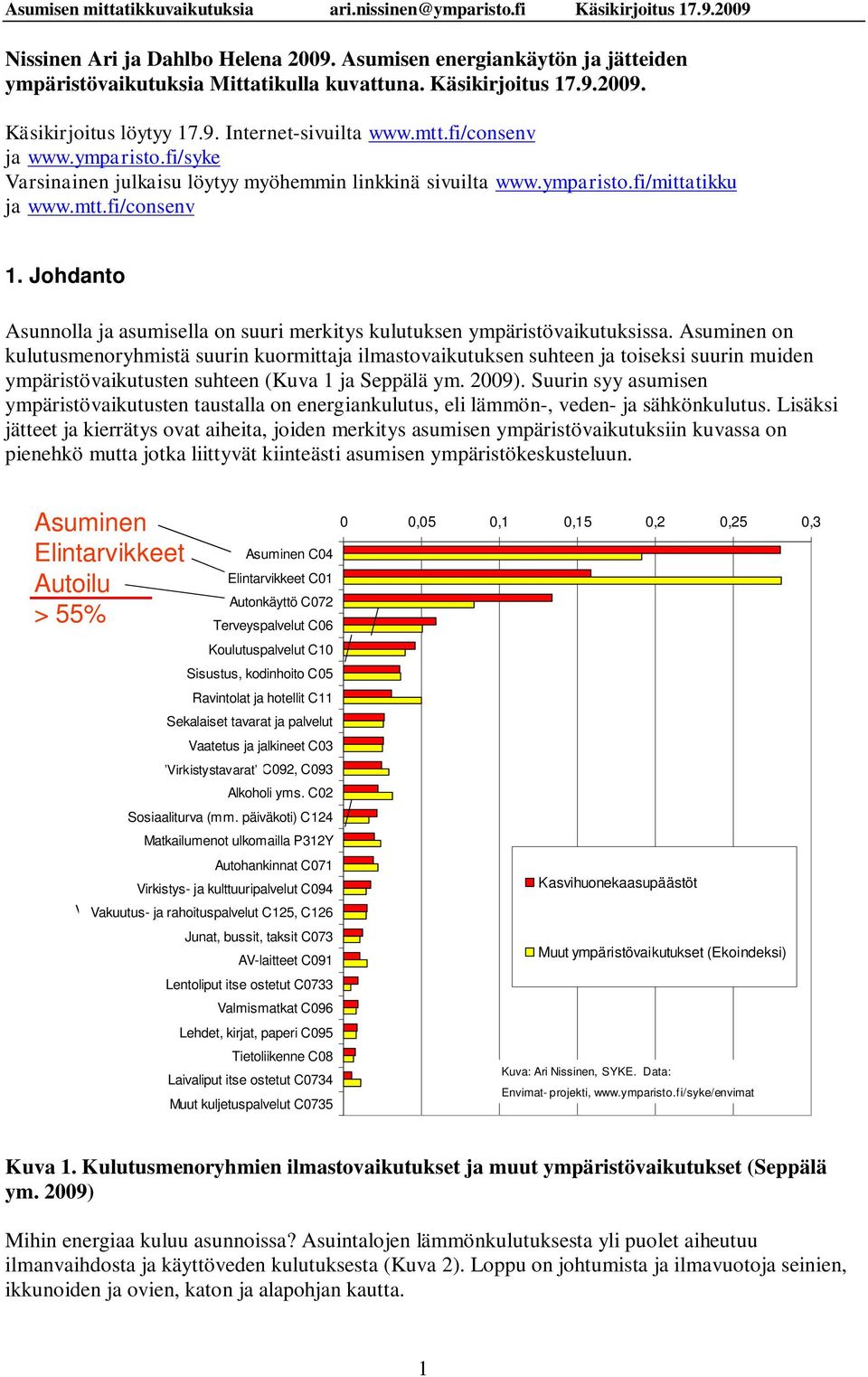 Johdanto Asunnolla ja asumisella on suuri merkitys kulutuksen ympäristövaikutuksissa.