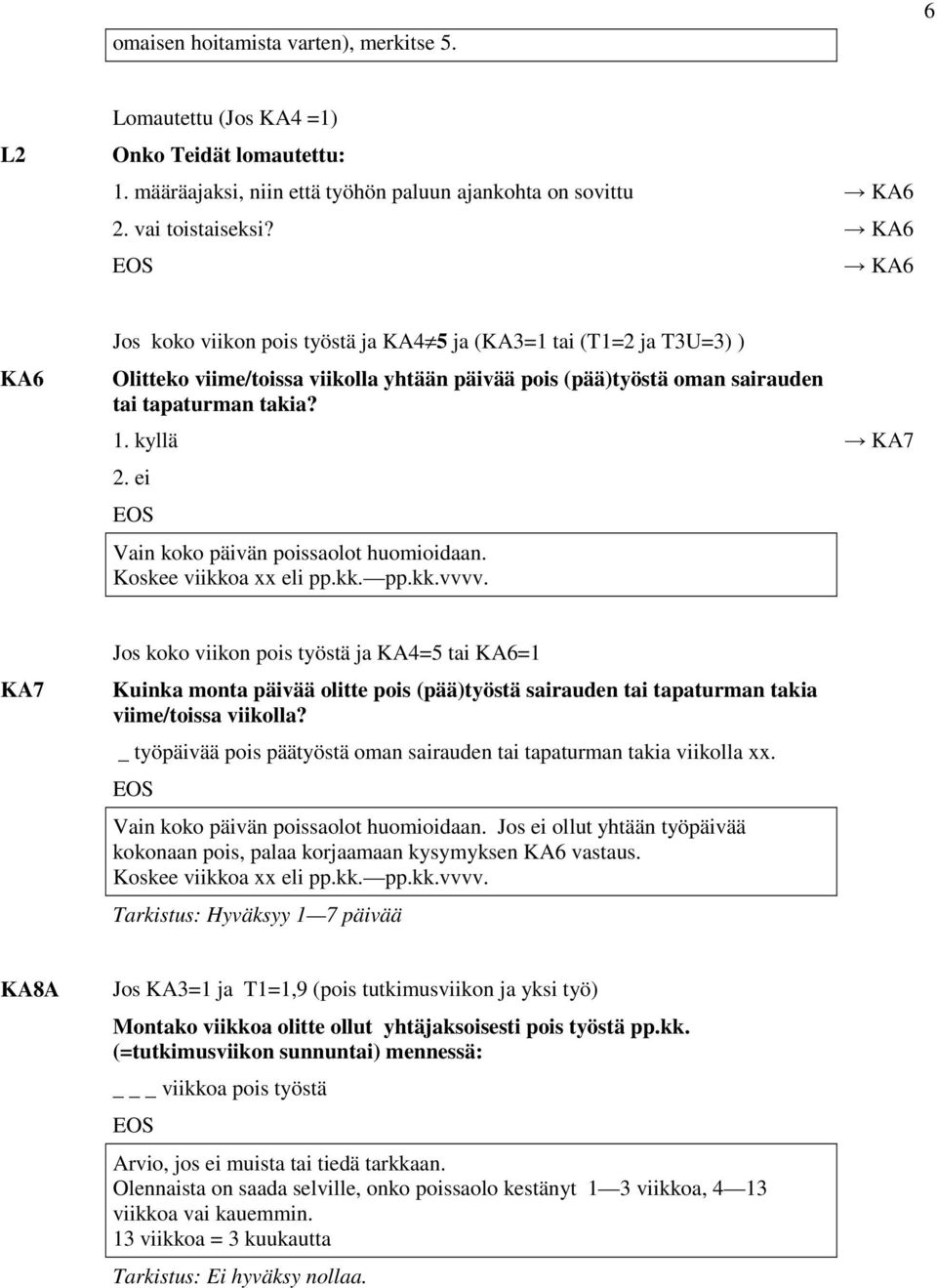 KA7 Vain koko päivän poissaolot huomioidaan. Koskee viikkoa xx eli pp.kk. pp.kk.vvvv.