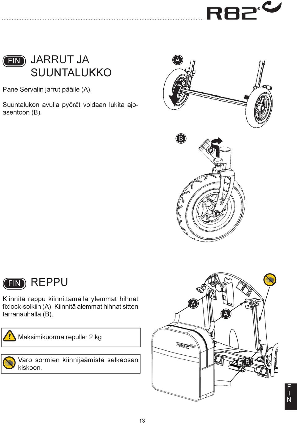 REPPU Kiinnitä reppu kiinnittämällä ylemmät hihnat fixlock-solkiin ().