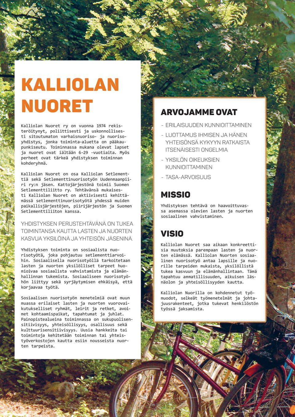Kalliolan Nuoret on osa Kalliolan Setlementtiä sekä Setlementtinuorisotyön Uudenmaanpiiri ry:n jäsen. Kattojärjestönä toimii Suomen Setlementtiliitto ry.