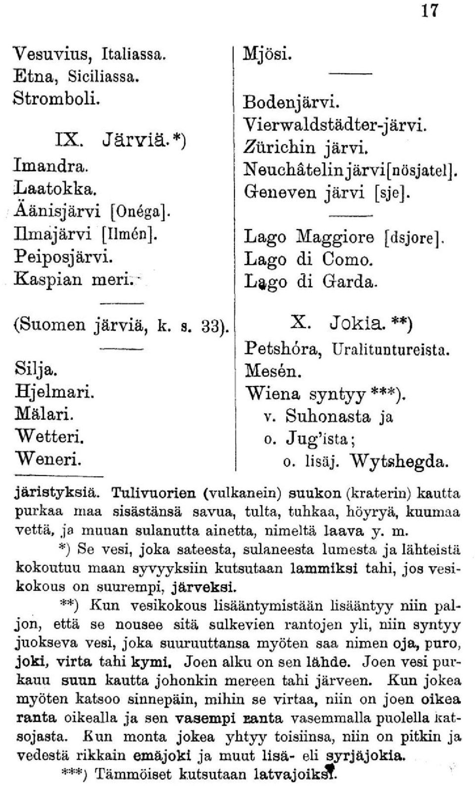 **) Petshora, Uralituntureista. Mesen. Wiena syntyy ***). v. Suhonasta ja o. Jug'ista; o. lisäj. "Wytshegda. järistyksiä.