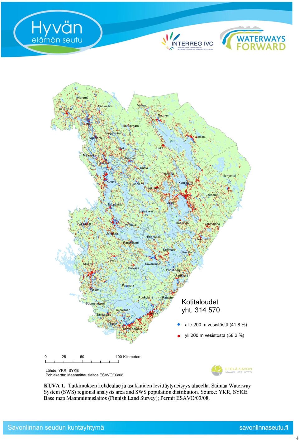 Saimaa Waterway System (SWS) regional analysis area and SWS