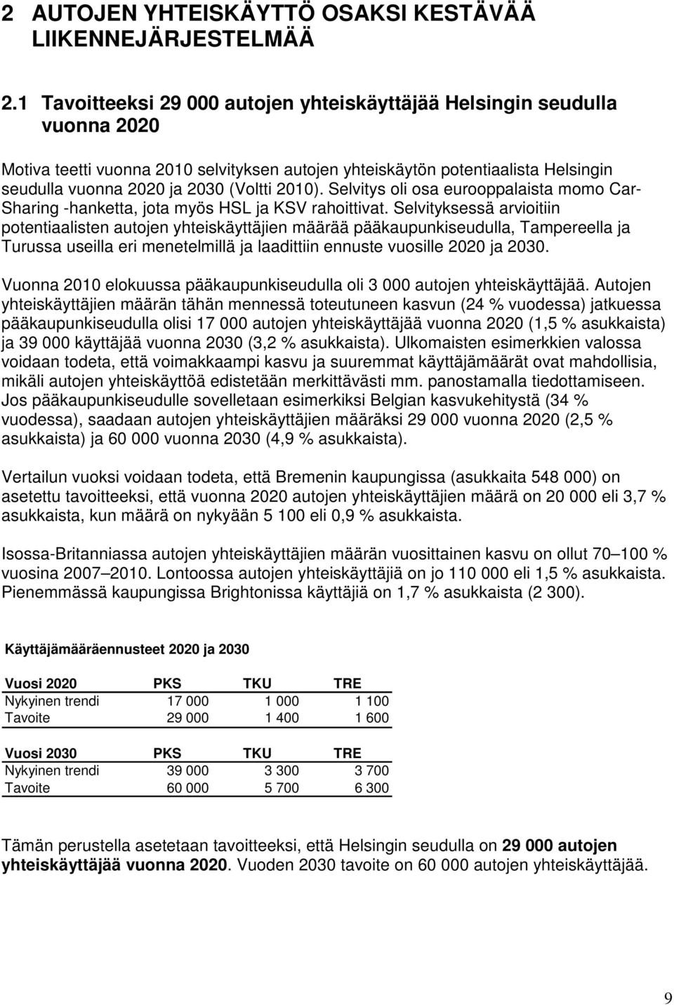 2010). Selvitys oli osa eurooppalaista momo Car- Sharing -hanketta, jota myös HSL ja KSV rahoittivat.