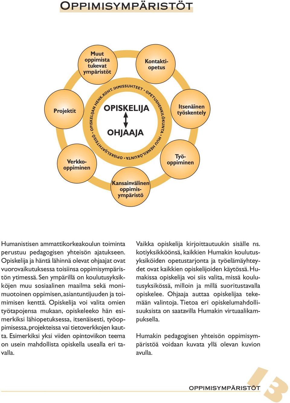 Sen ympärillä on koulutusyksikköjen muu sosiaalinen maailma sekä monimuotoinen oppimisen, asiantuntijuuden ja toimimisen kenttä.