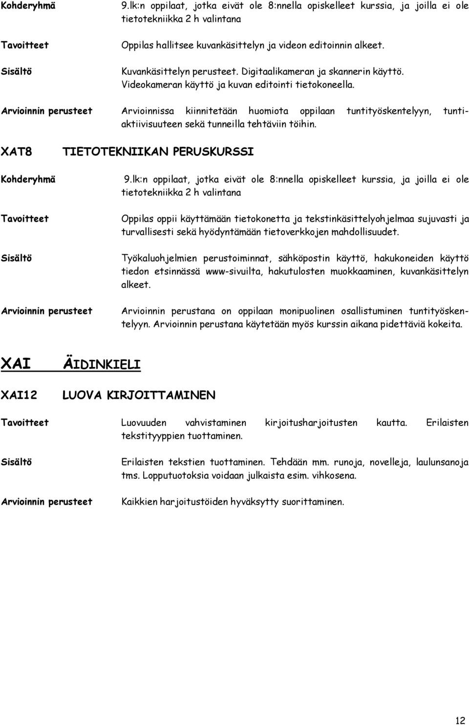 XAT8 Khderyhmä TIETOTEKNIIKAN PERUSKURSSI 9.