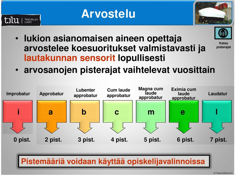 Lubenter approbatur Cum laude approbatur Magna cum laude approbatur Eximia cum laude approbatur Laudatur i