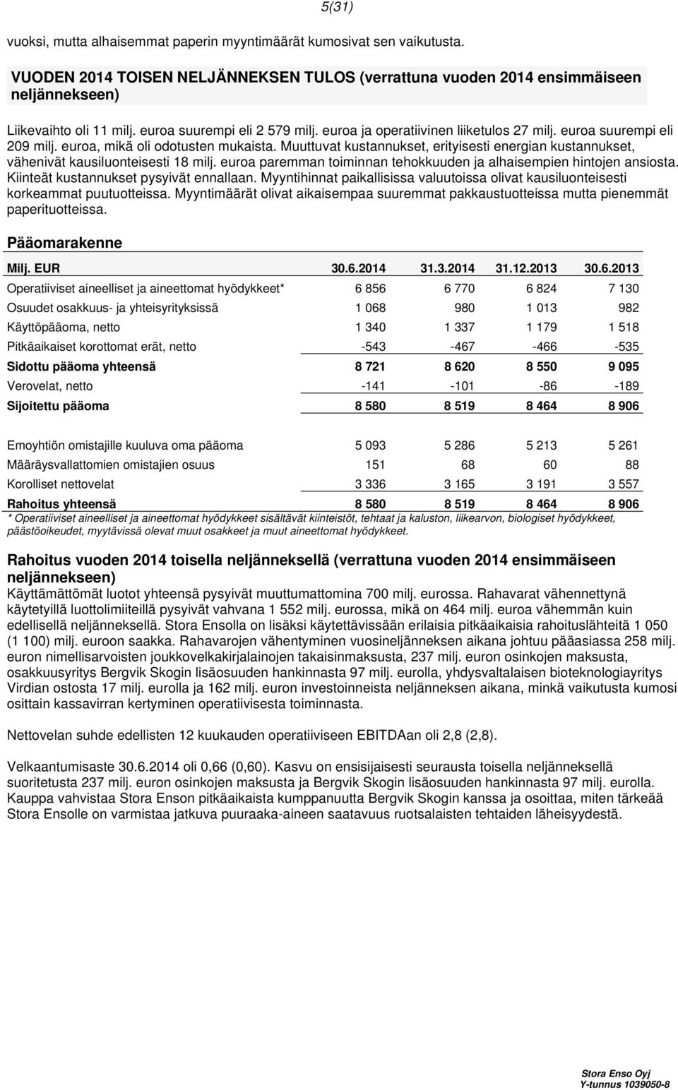 Muuttuvat kustannukset, erityisesti energian kustannukset, vähenivät kausiluonteisesti 18 milj. euroa paremman toiminnan tehokkuuden ja alhaisempien hintojen ansiosta.