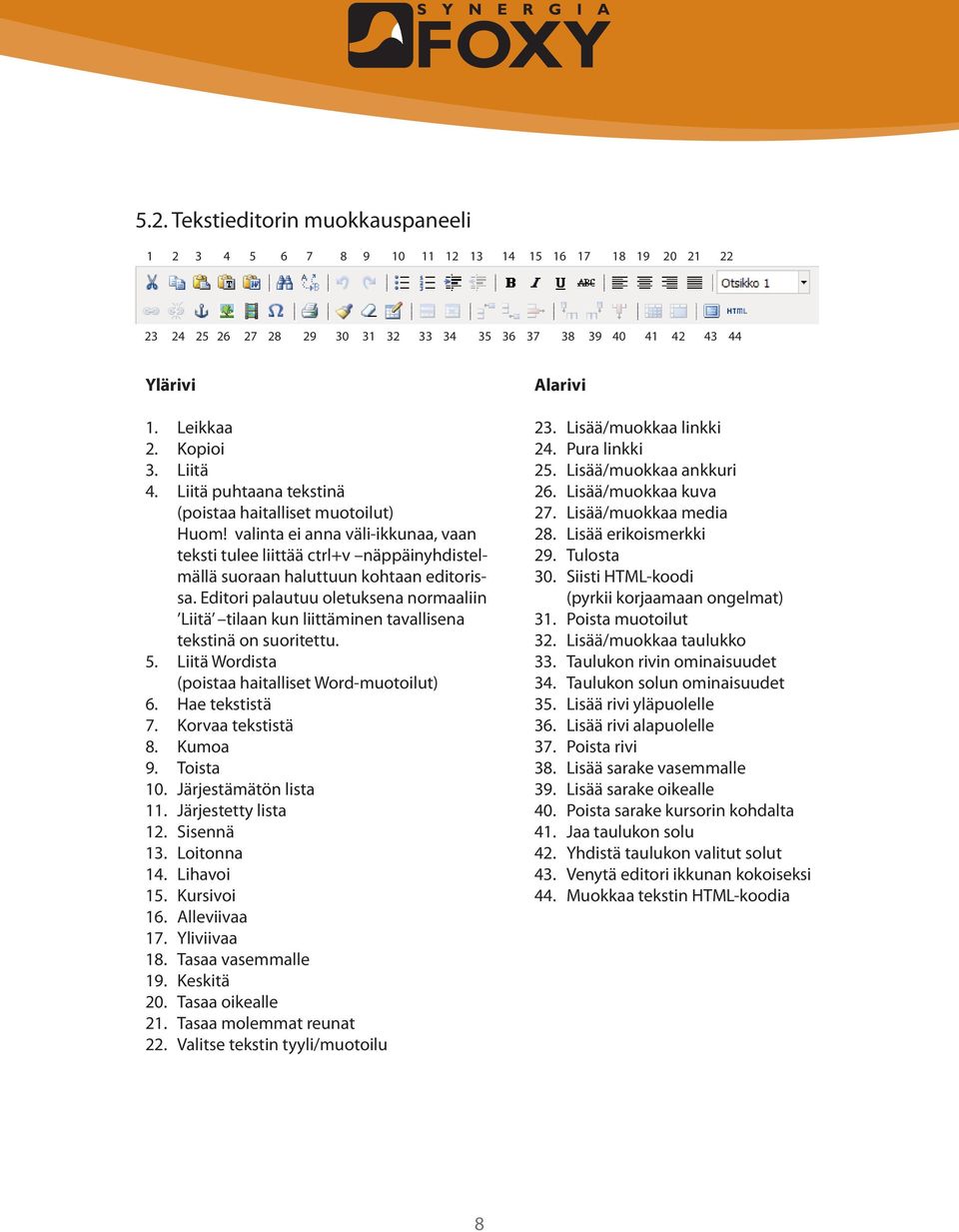 Editori palautuu oletuksena normaaliin Liitä tilaan kun liittäminen tavallisena tekstinä on suoritettu. 5. Liitä Wordista (poistaa haitalliset Word-muotoilut) 6. Hae tekstistä 7. Korvaa tekstistä 8.