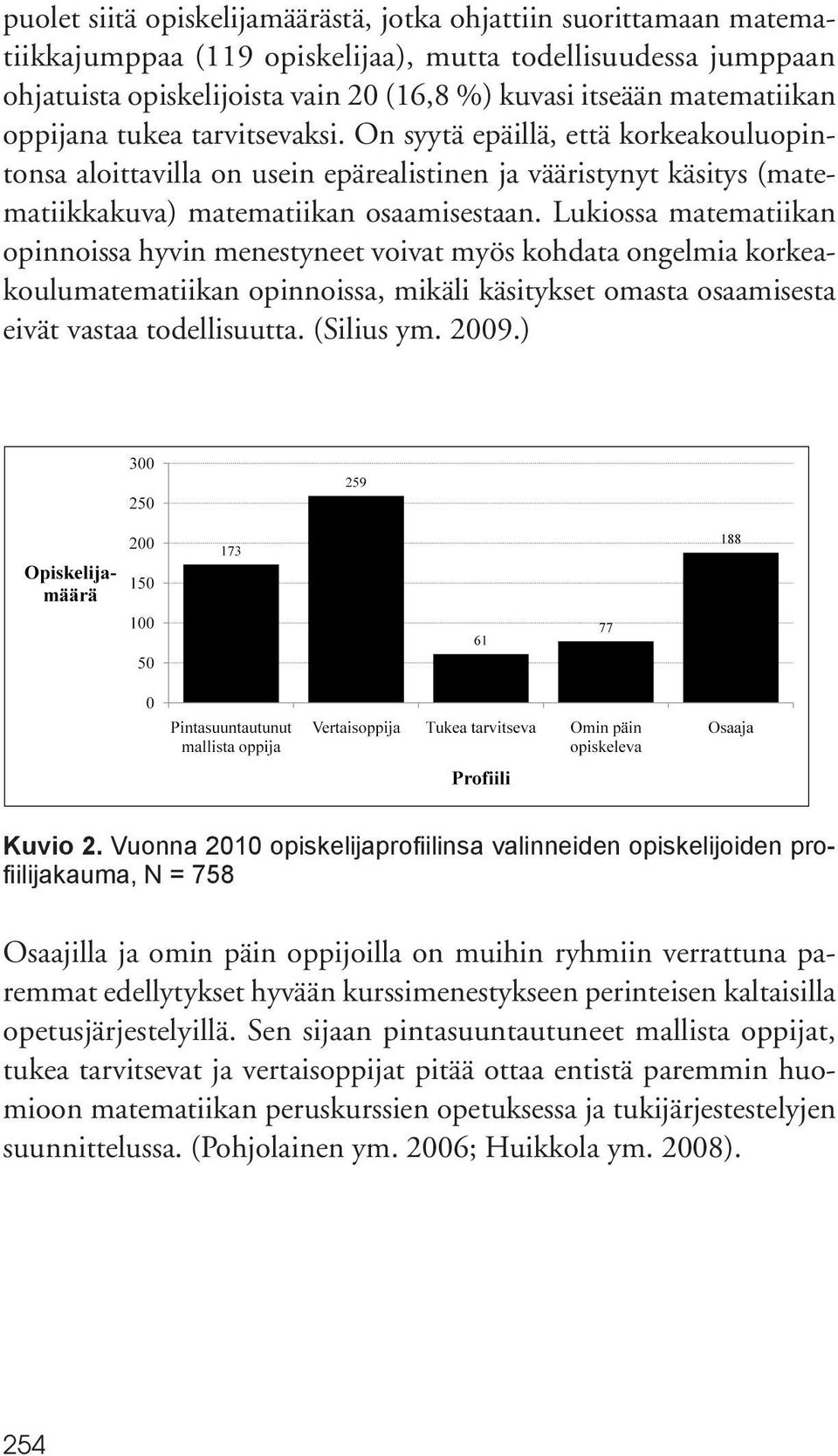 Lukiossa matematiikan opinnoissa hyvin menestyneet voivat myös kohdata ongelmia korkeakoulumatematiikan opinnoissa, mikäli käsitykset omasta osaamisesta eivät vastaa todellisuutta. (Silius ym. 2009.