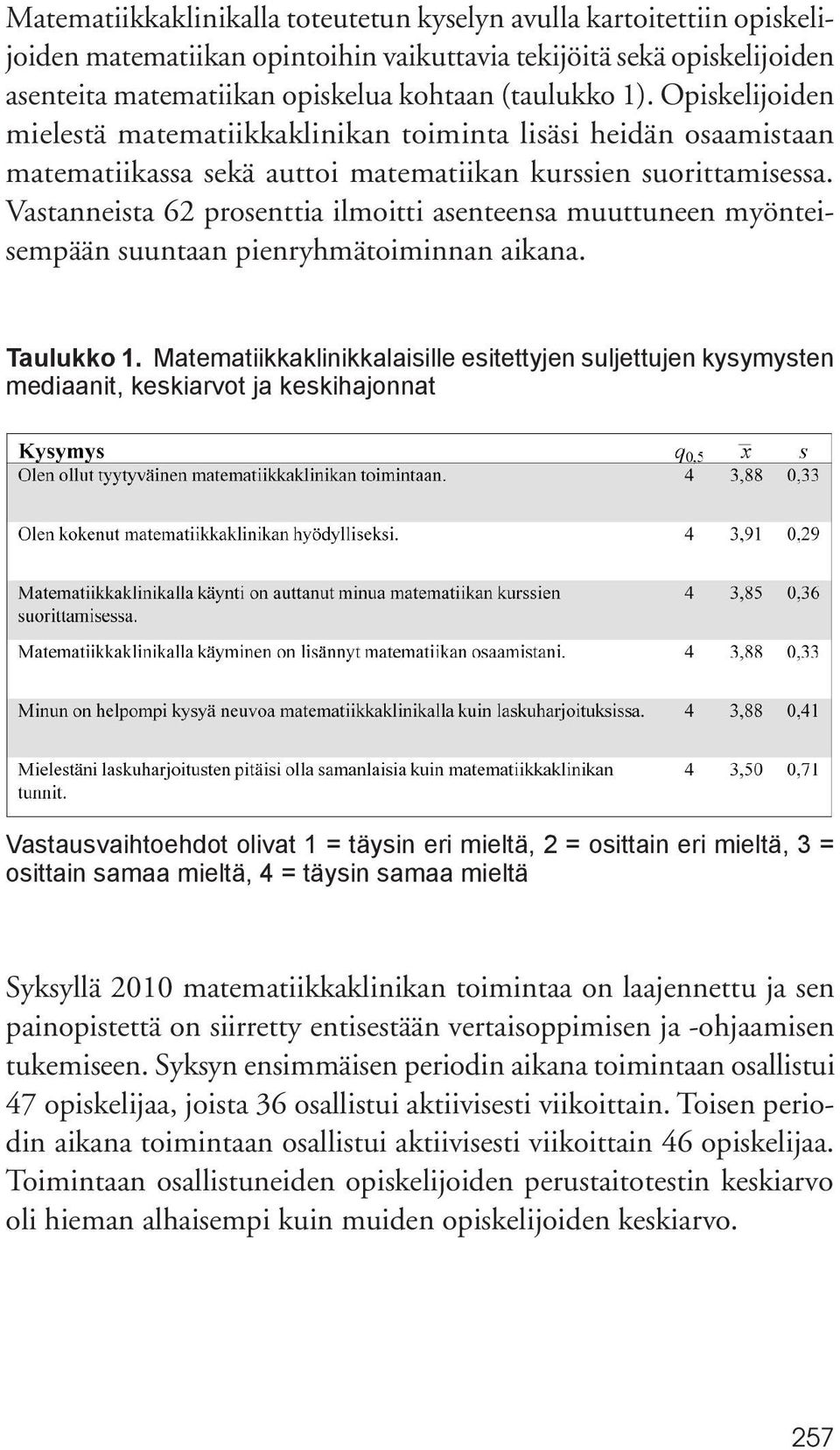 Vastanneista 62 prosenttia ilmoitti asenteensa muuttuneen myönteisempään suuntaan pienryhmätoiminnan aikana. Taulukko 1.