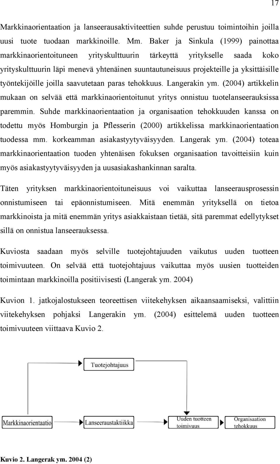 työntekijöille joilla saavutetaan paras tehokkuus. Langerakin ym. (2004) artikkelin mukaan on selvää että markkinaorientoitunut yritys onnistuu tuotelanseerauksissa paremmin.