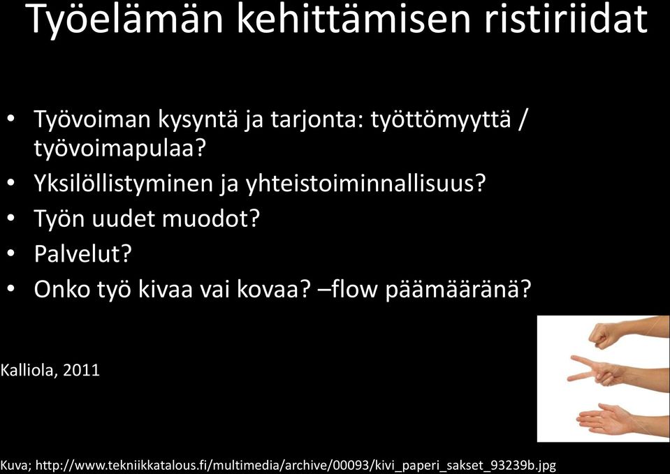 Palvelut? Onko työ kivaa vai kovaa? flow päämääränä?