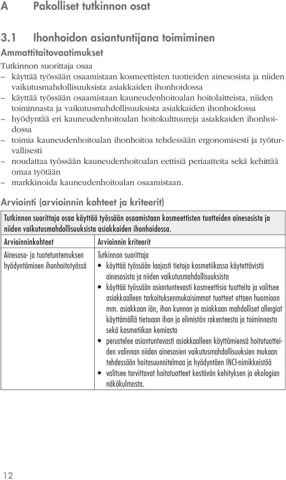 käyttää työssään osaamistaan kauneudenhoitoalan hoitolaitteista, niiden toiminnasta ja vaikutusmahdollisuuksista asiakkaiden ihonhoidossa hyödyntää eri kauneudenhoitoalan hoitokulttuureja asiakkaiden