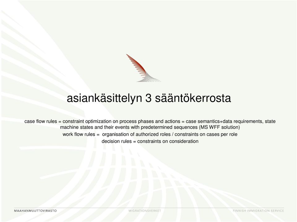 events with predetermined sequences (MS WFF solution) work flow rules = organisation of