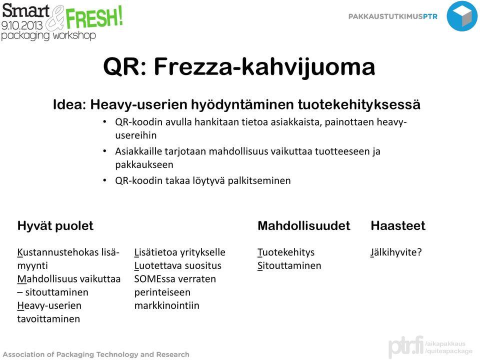 palkitseminen Mahdollisuudet Haasteet Kustannustehokas lisämyynti Mahdollisuus vaikuttaa sitouttaminen Heavy-userien