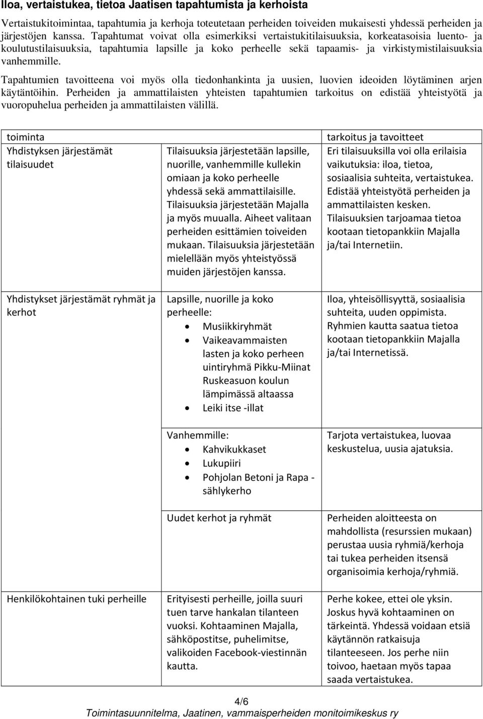 Tapahtumien tavoitteena voi myös olla tiedonhankinta ja uusien, luovien ideoiden löytäminen arjen käytäntöihin.