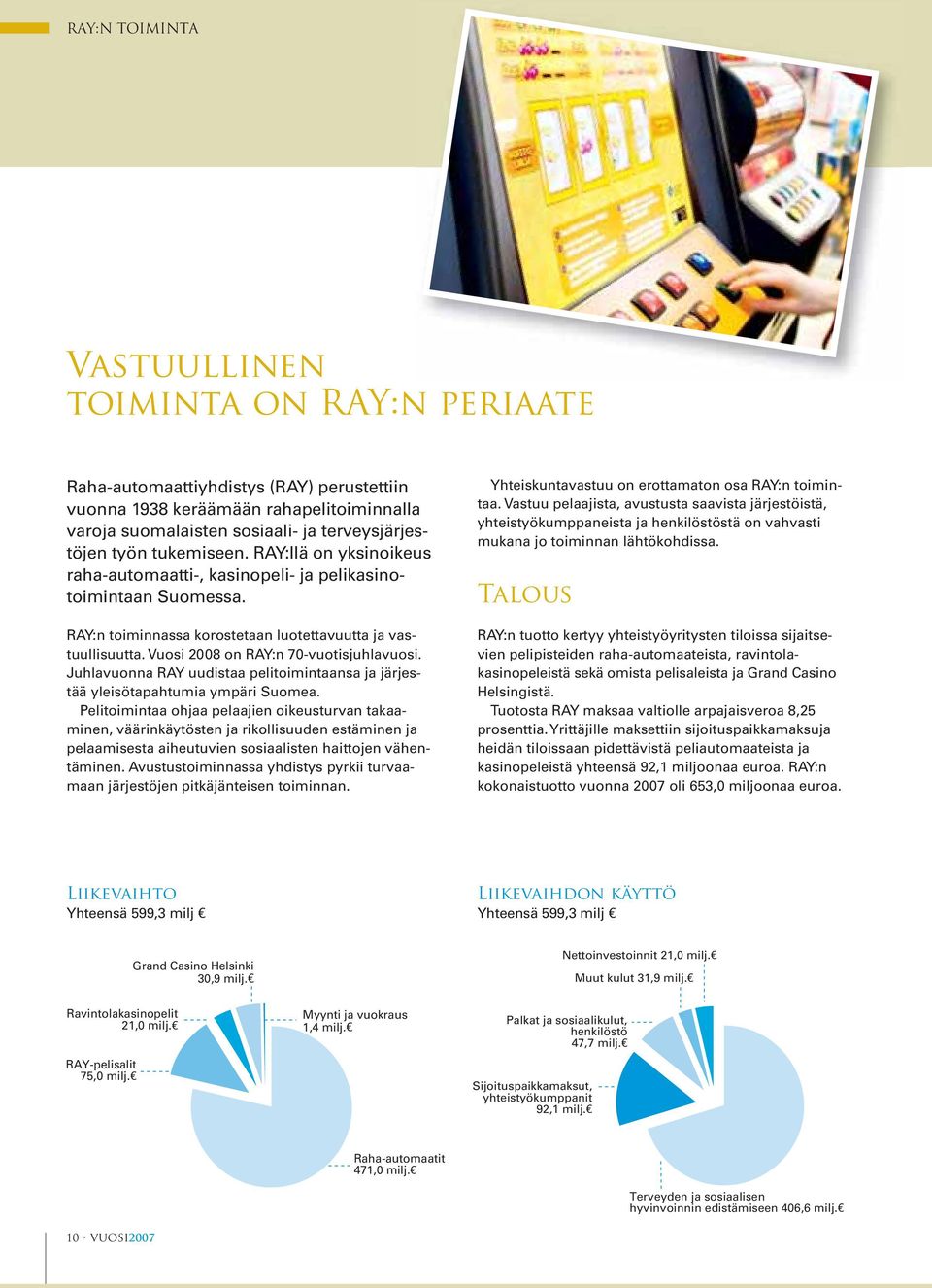 Vuosi 2008 on RAY:n 70-vuotisjuhlavuosi. Juhlavuonna RAY uudistaa pelitoimintaansa ja järjestää yleisötapahtumia ympäri Suomea.