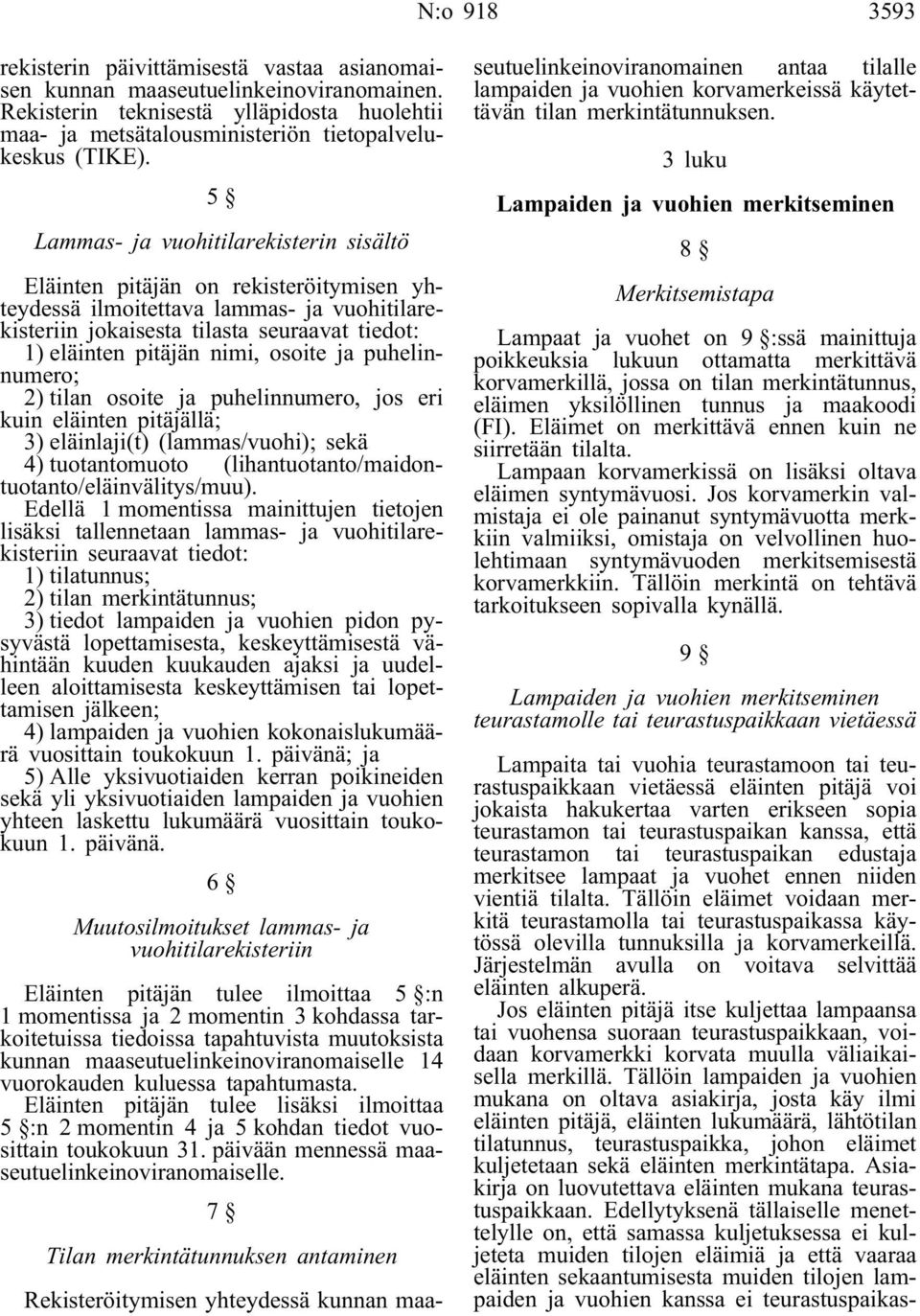 osoite ja puhelinnumero; 2) tilan osoite ja puhelinnumero, jos eri kuin eläinten pitäjällä; 3) eläinlaji(t) (lammas/vuohi); sekä 4) tuotantomuoto (lihantuotanto/maidontuotanto/eläinvälitys/muu).