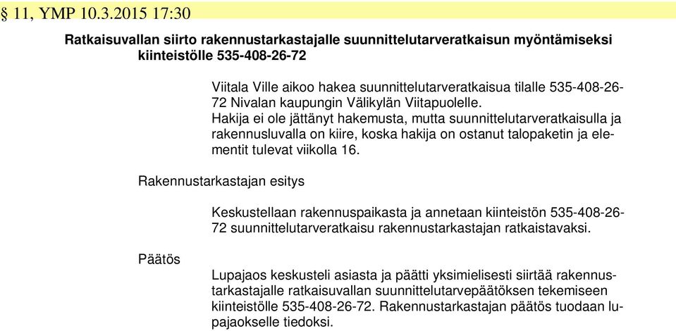 Nivalan kaupungin Välikylän Viitapuolelle.