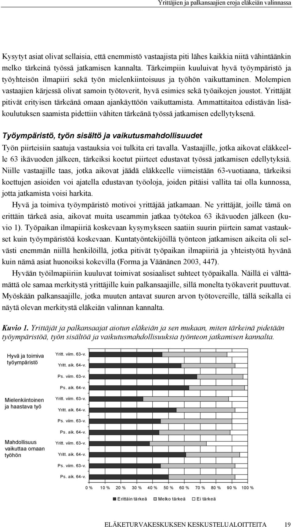 Molempien vastaajien kärjessä olivat samoin työtoverit, hyvä esimies sekä työaikojen joustot. Yrittäjät pitivät erityisen tärkeänä omaan ajankäyttöön vaikuttamista.