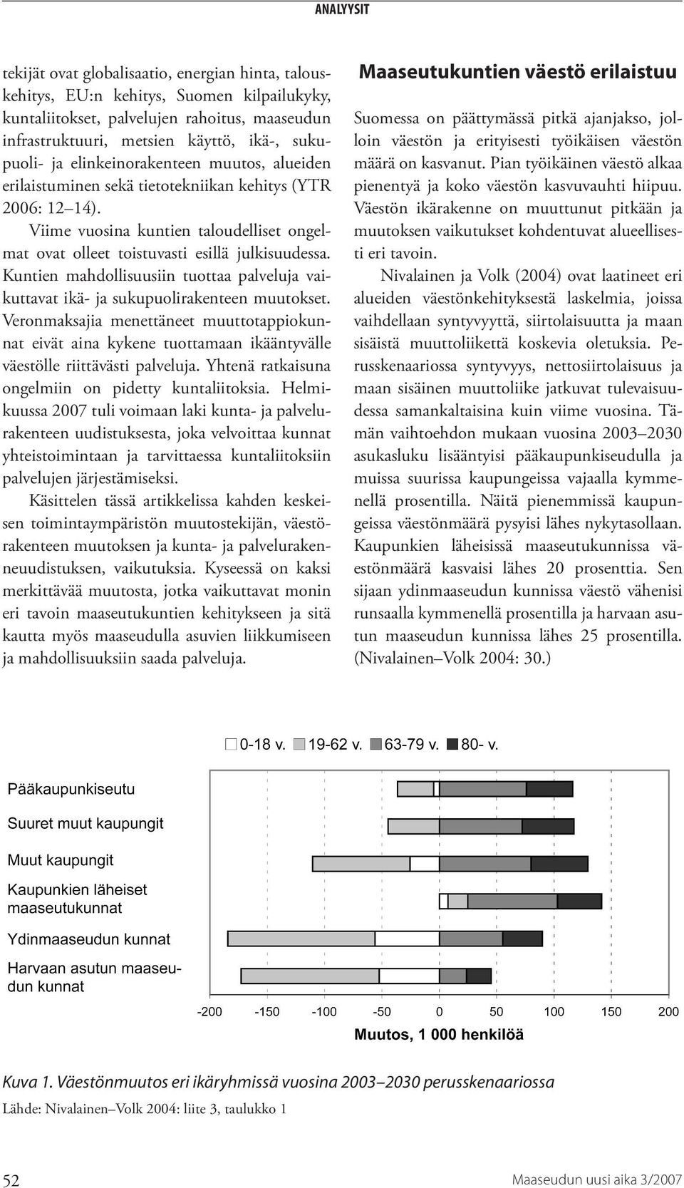 Kuntien mahdollisuusiin tuottaa palveluja vaikuttavat ikä- ja sukupuolirakenteen muutokset.