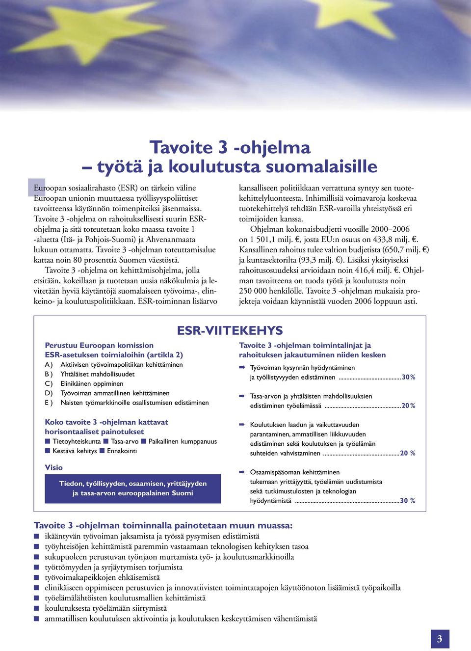 Tavoite 3 -ohjelman toteuttamisalue kattaa noin 80 prosenttia Suomen väestöstä.