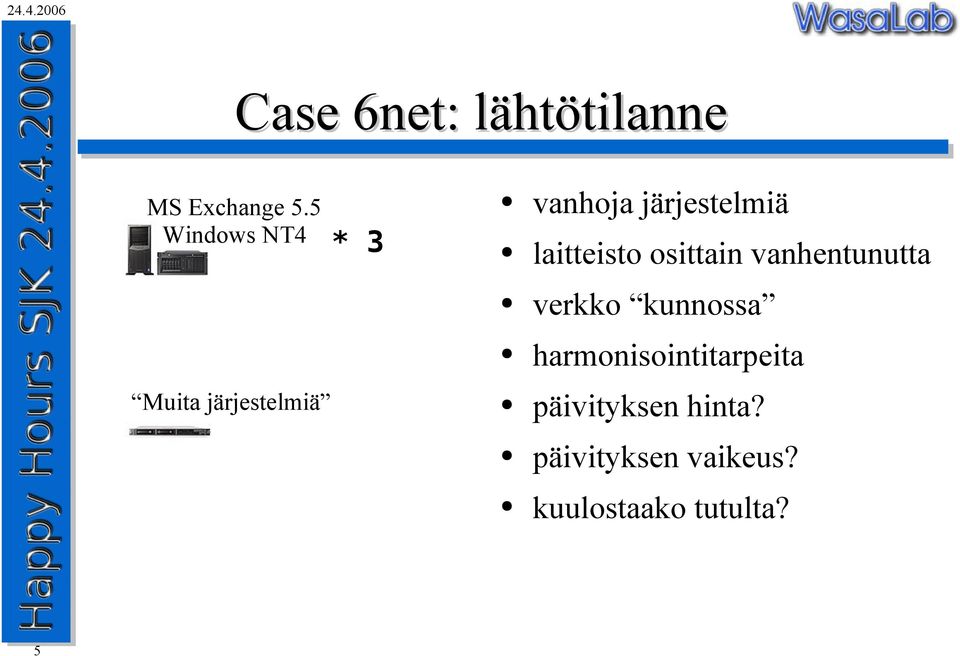 järjestelmiä laitteisto osittain vanhentunutta verkko