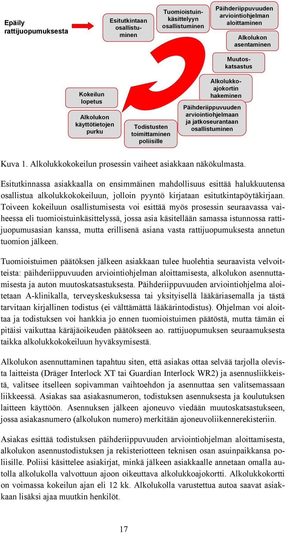 Alkolukkokokeilun prosessin vaiheet asiakkaan näkökulmasta.