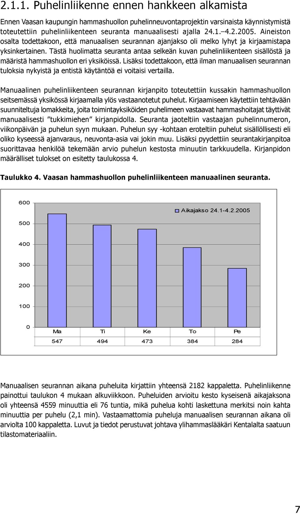 Tästä huolimatta seuranta antaa selkeän kuvan puhelinliikenteen sisällöstä ja määristä hammashuollon eri yksiköissä.