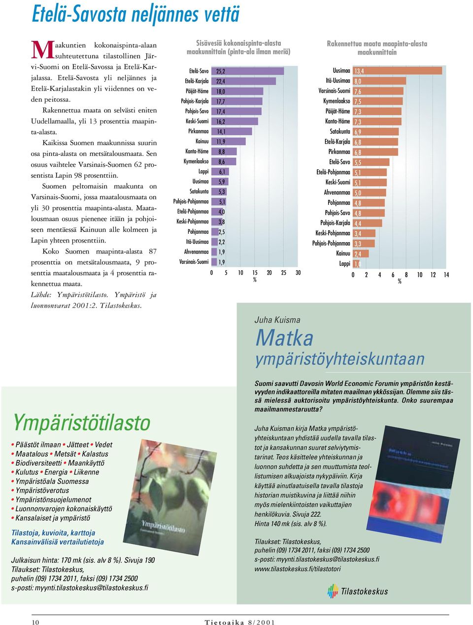 Kaikissa Suomen maakunnissa suurin osa pinta-alasta on metsätalousmaata. Sen osuus vaihtelee Varsinais-Suomen 62 prosentista Lapin 98 prosenttiin.