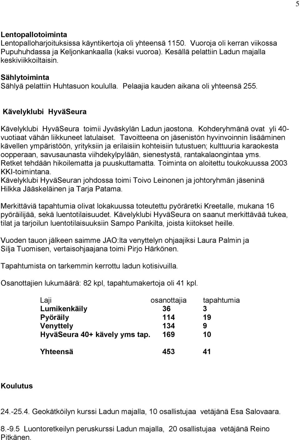 Kävelyklubi HyväSeura Kävelyklubi HyväSeura toimii Jyväskylän Ladun jaostona. Kohderyhmänä ovat yli 40- vuotiaat vähän liikkuneet latulaiset.