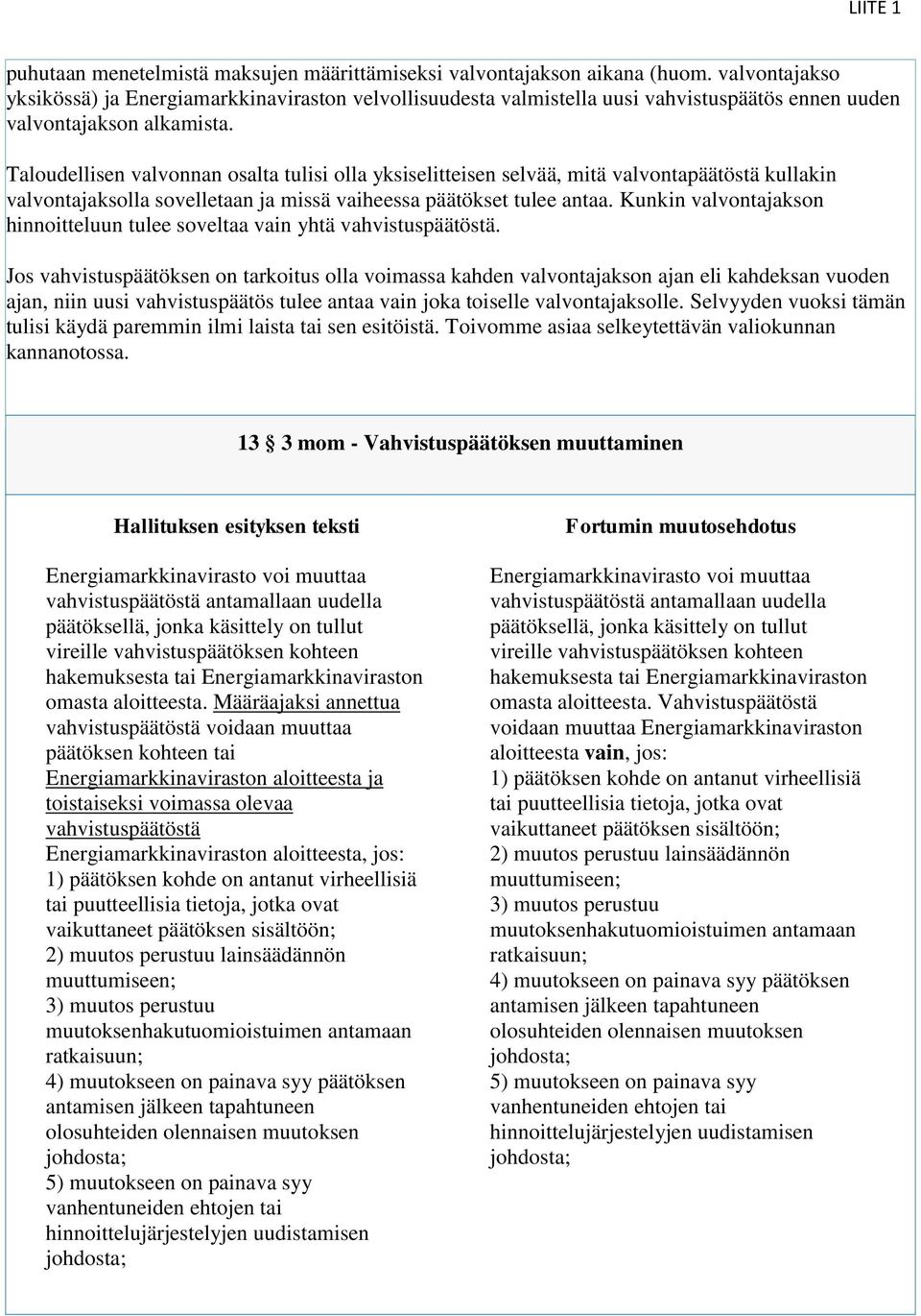 Taloudellisen valvonnan osalta tulisi olla yksiselitteisen selvää, mitä valvontapäätöstä kullakin valvontajaksolla sovelletaan ja missä vaiheessa päätökset tulee antaa.