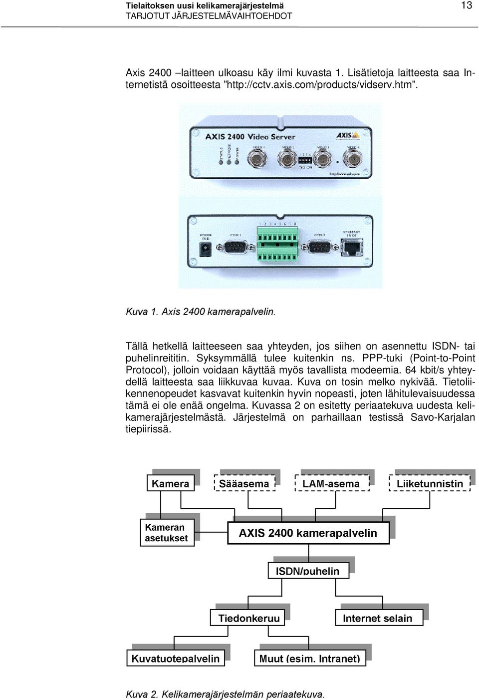 PPP-tuki (Point-to-Point Protocol), jolloin voidaan käyttää myös tavallista modeemia. 64 kbit/s yhteydellä laitteesta saa liikkuvaa kuvaa. Kuva on tosin melko nykivää.