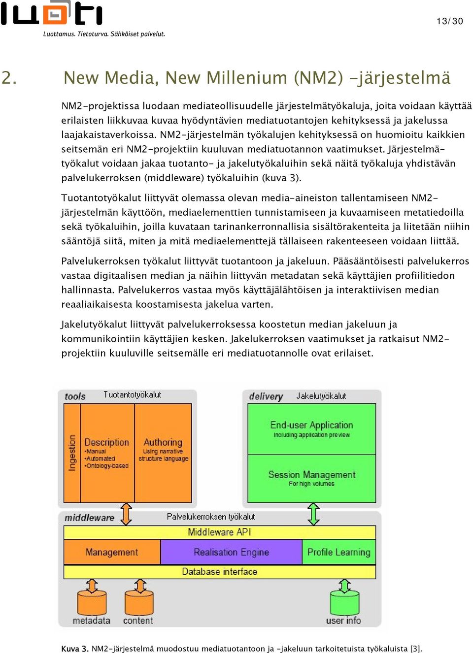 kehityksessä ja jakelussa laajakaistaverkoissa. NM2-järjestelmän työkalujen kehityksessä on huomioitu kaikkien seitsemän eri NM2-projektiin kuuluvan mediatuotannon vaatimukset.