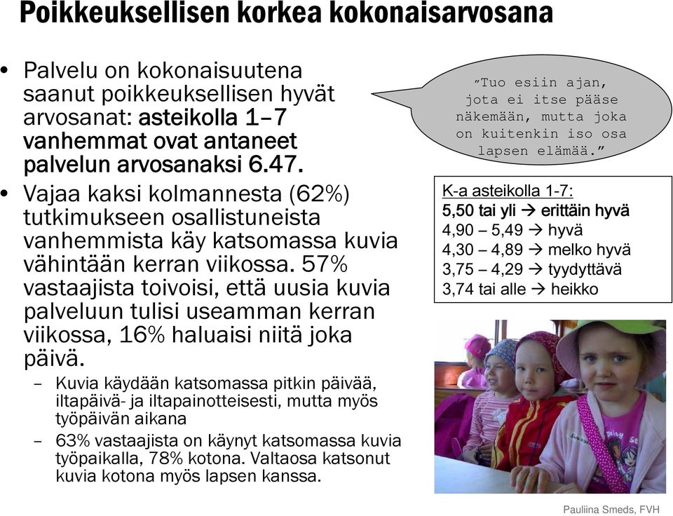 57% vastaajista toivoisi, että uusia kuvia palveluun tulisi useamman kerran viikossa, 16% haluaisi niitä joka päivä.